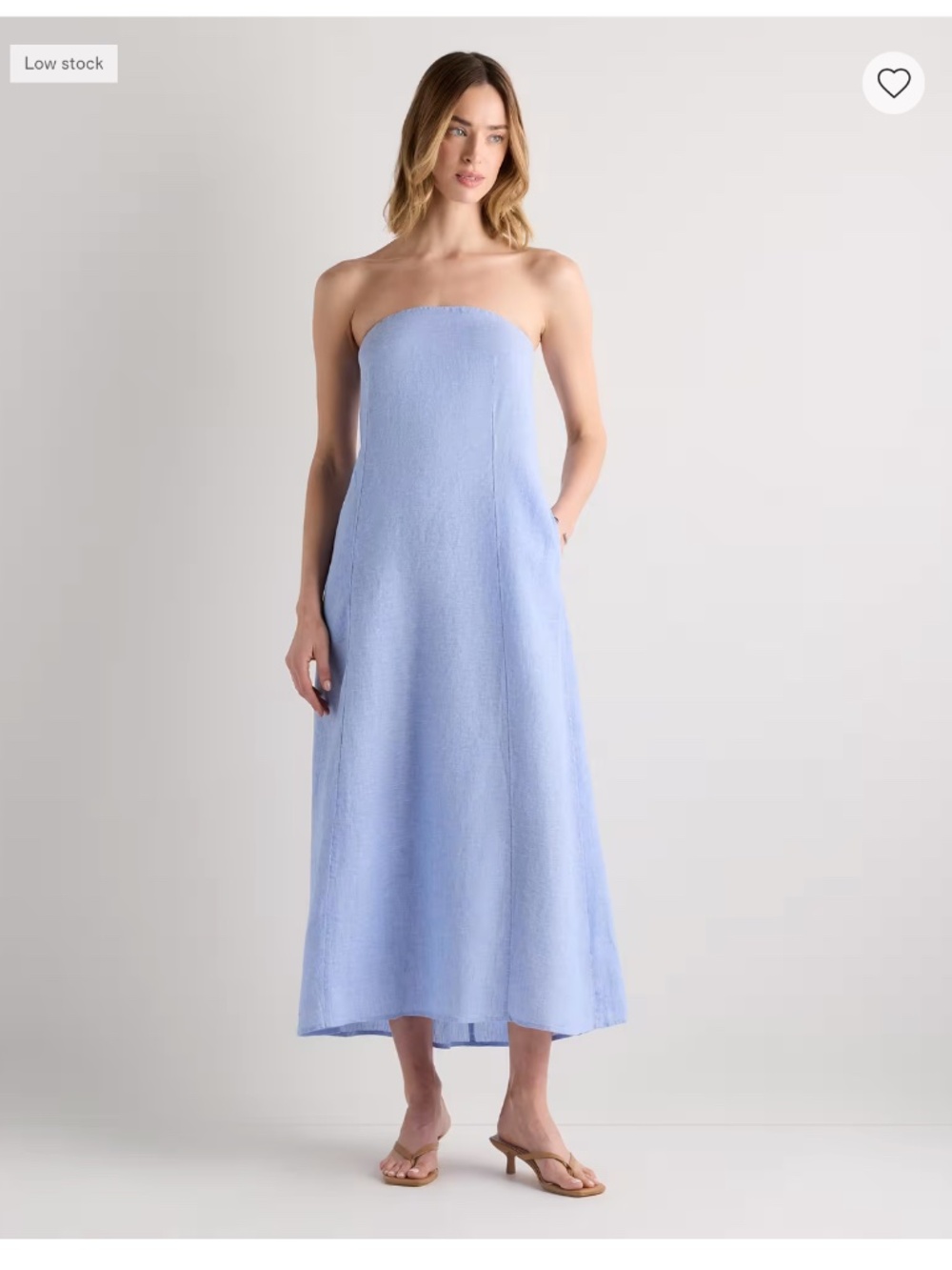 Quince 100% European Linen Strapless Maxi Dress Size Medium French Blue
